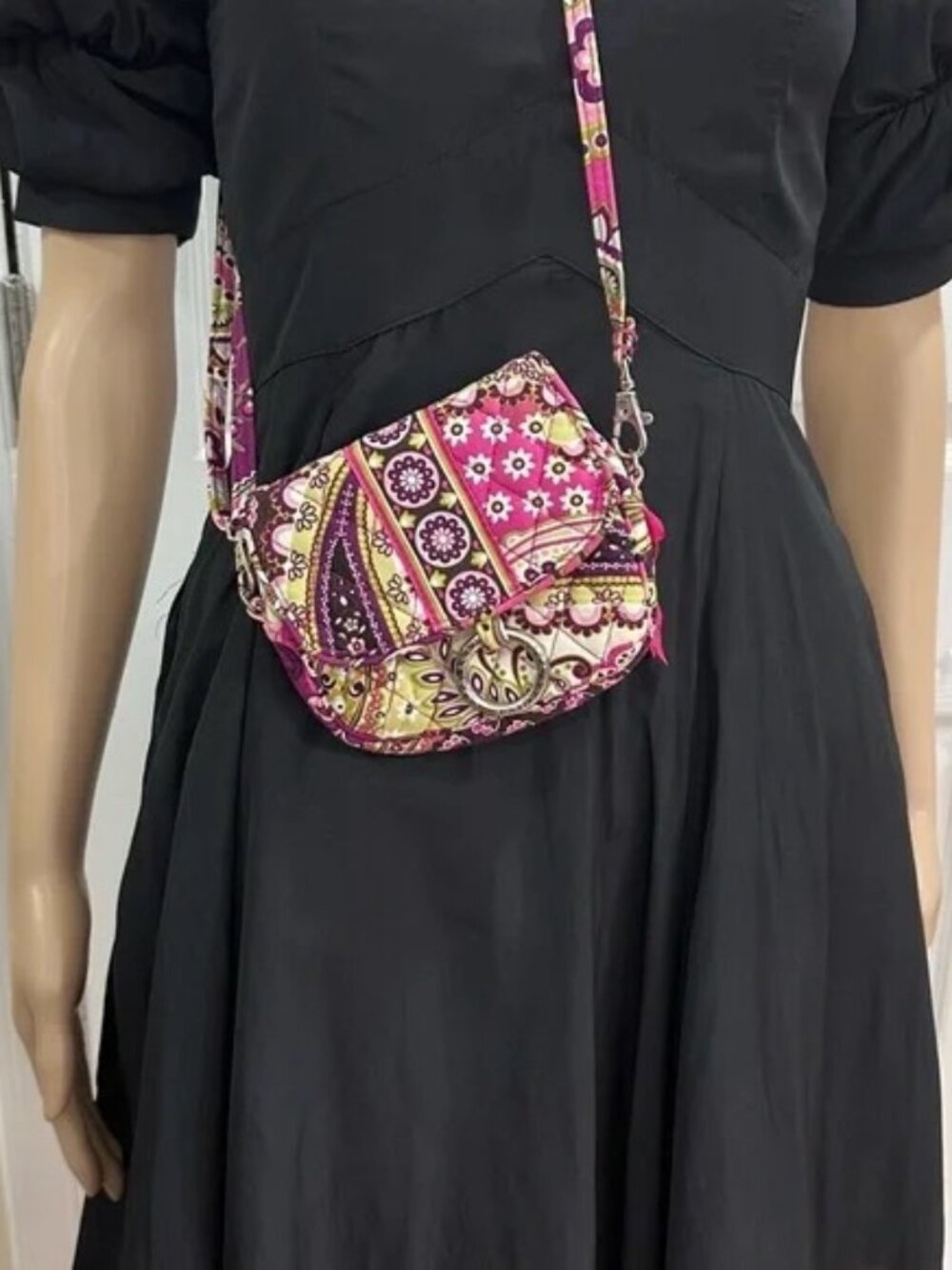 Vera Bradley Pink and Purple Crossbody Bag with Floral Elegance
